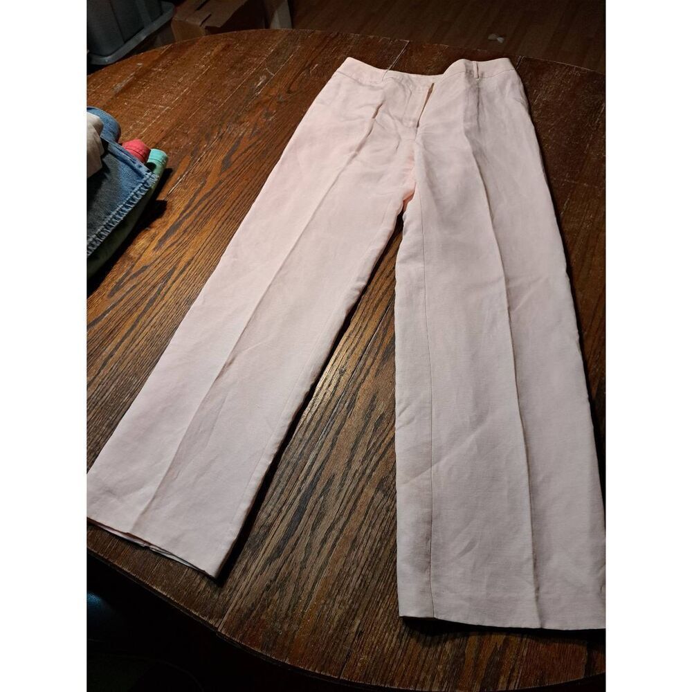 Size 10 Jones Wear Peach Silk Linen Lined Pants with Belt Loops Trousers Slacks